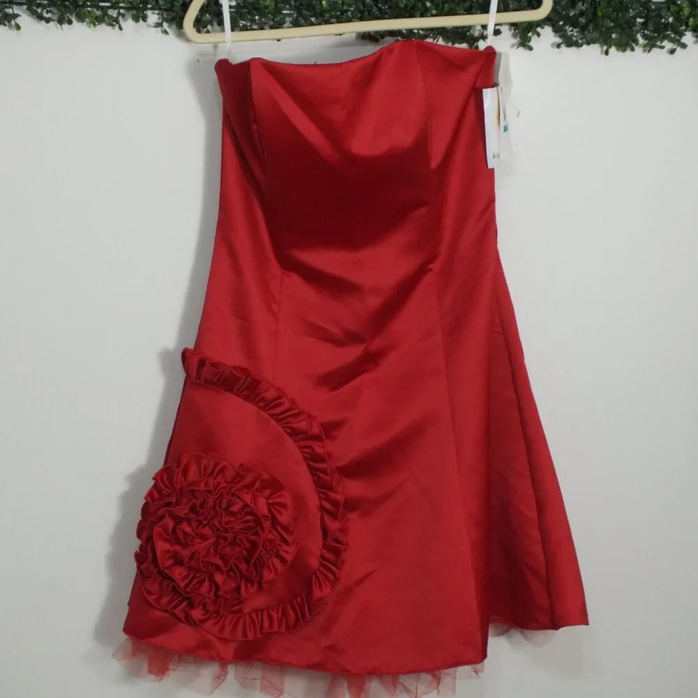 Vintage Jessica McClintock for Gunne Sax Strapless Formal Prom Dress Red 9/10 - Picture 3 of 15